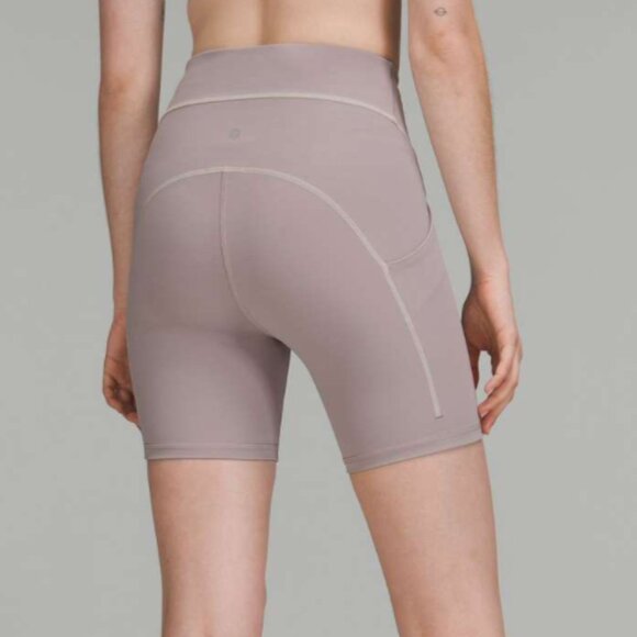 Lululemon Power Thru High-Rise Short 6" *Colour Seam in Mauve Grey size 6 - Picture 1 of 9